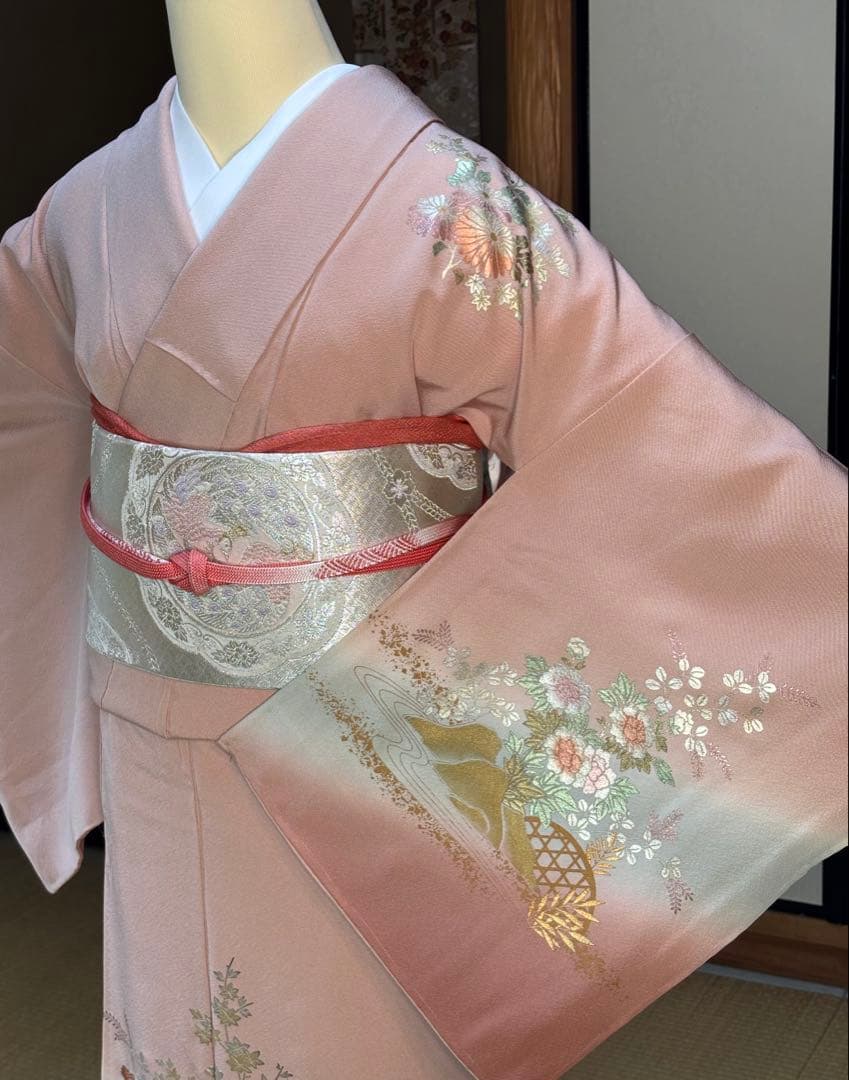 フォーマル4点フルセット 正絹訪問着　袋帯　帯締め帯揚げ