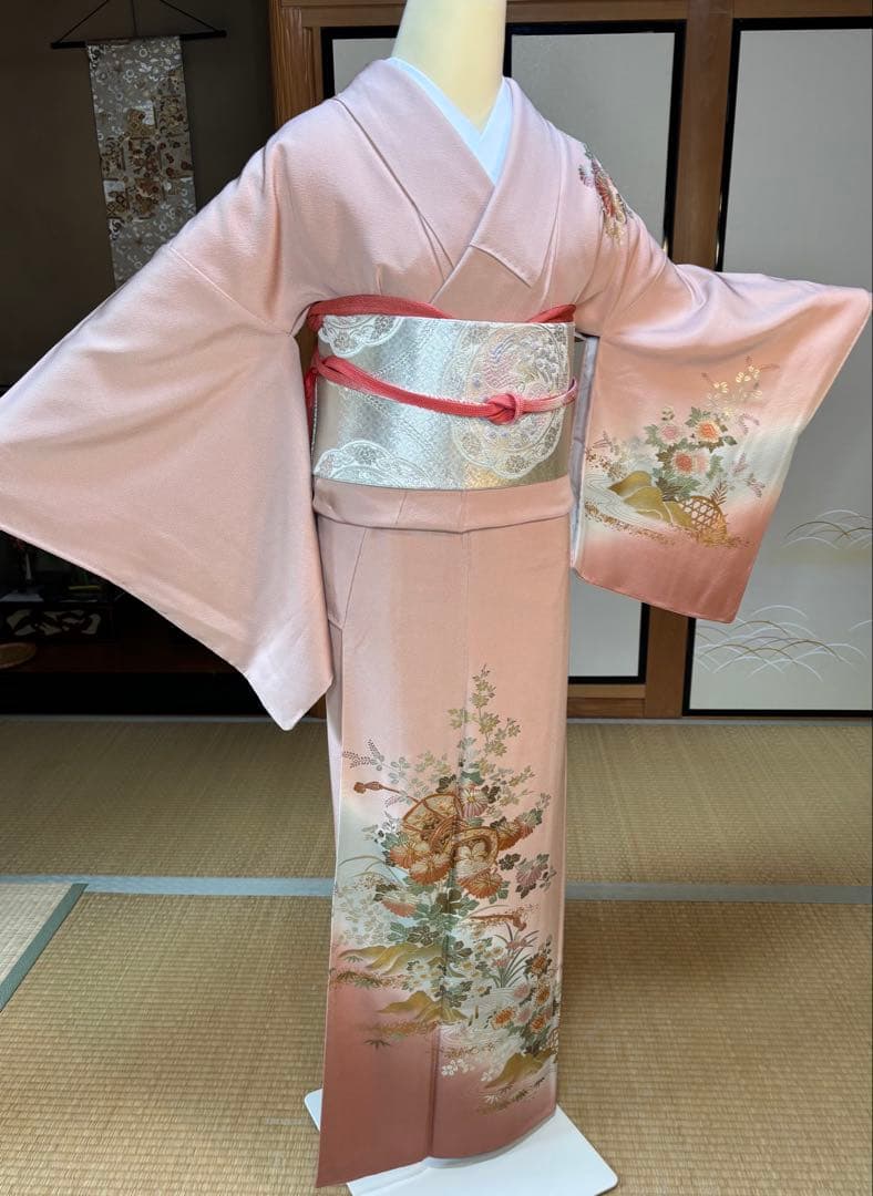 フォーマル4点フルセット 正絹訪問着　袋帯　帯締め帯揚げ