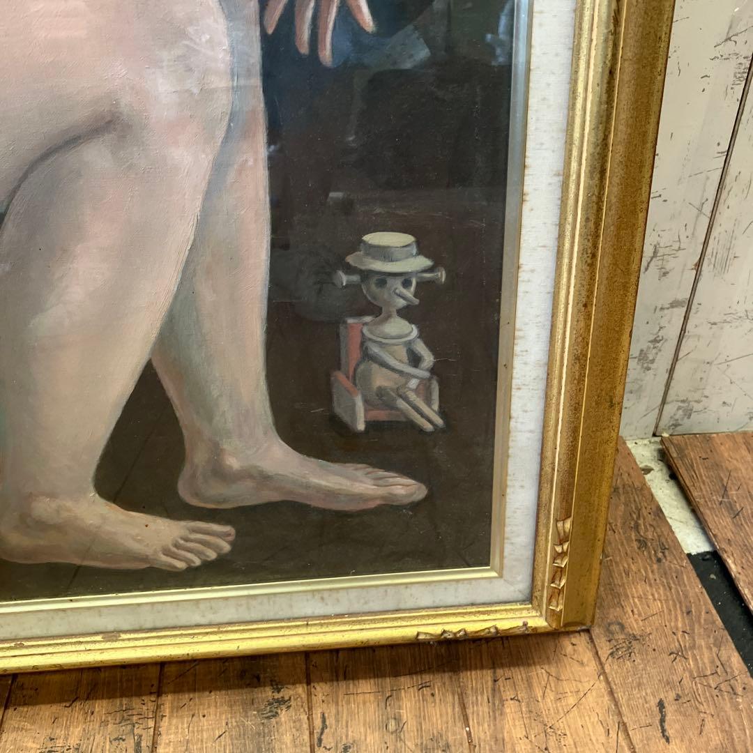 昭和レトロ 人物画 肖像画 油絵 油彩画 絵画 アート 壁掛け 壁飾り 額装