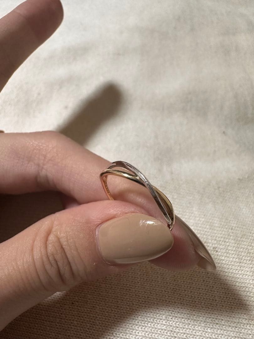 ete [レイヤード] K10YG クロス バイカラー リング　11号