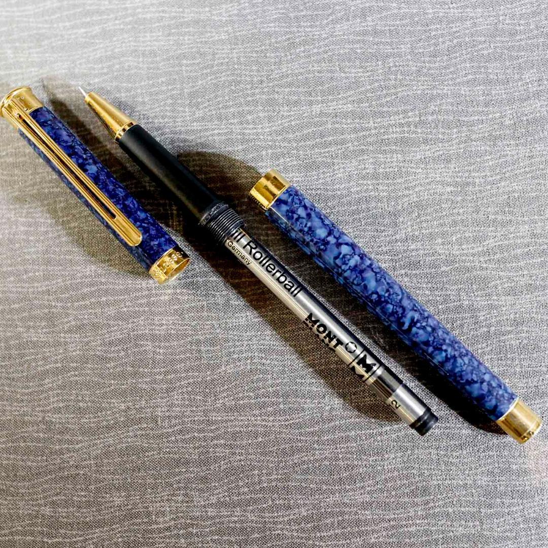 【レア美品 送料込み】モンブラン ボールペン ノブレス ブルーマーブル