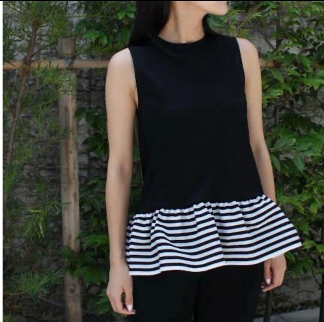 ▪️専用　BORDER FRILL TOP(38) 　BLACK