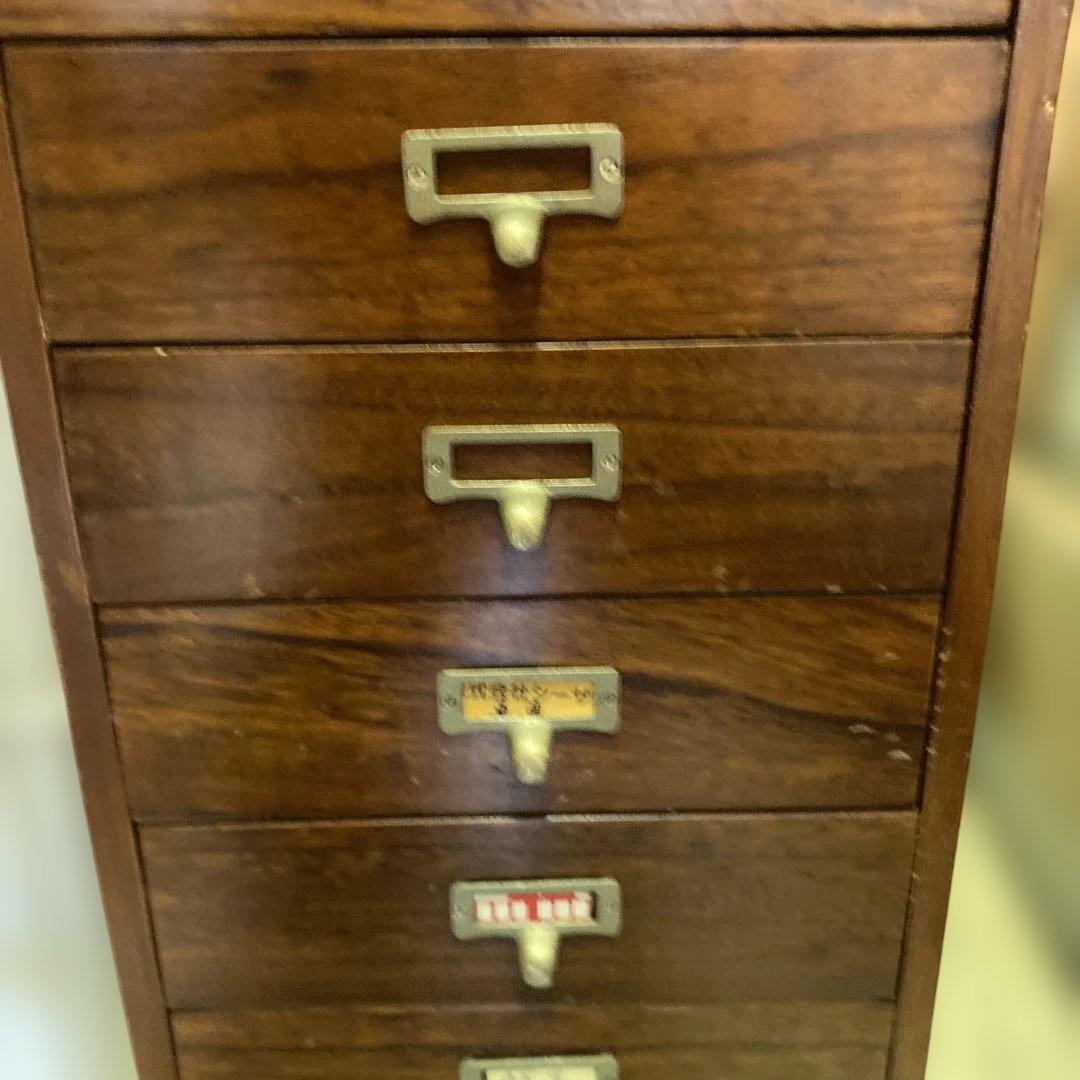 木製　書類棚　箪笥　タンス　レトロ　コロ付き　 G7821