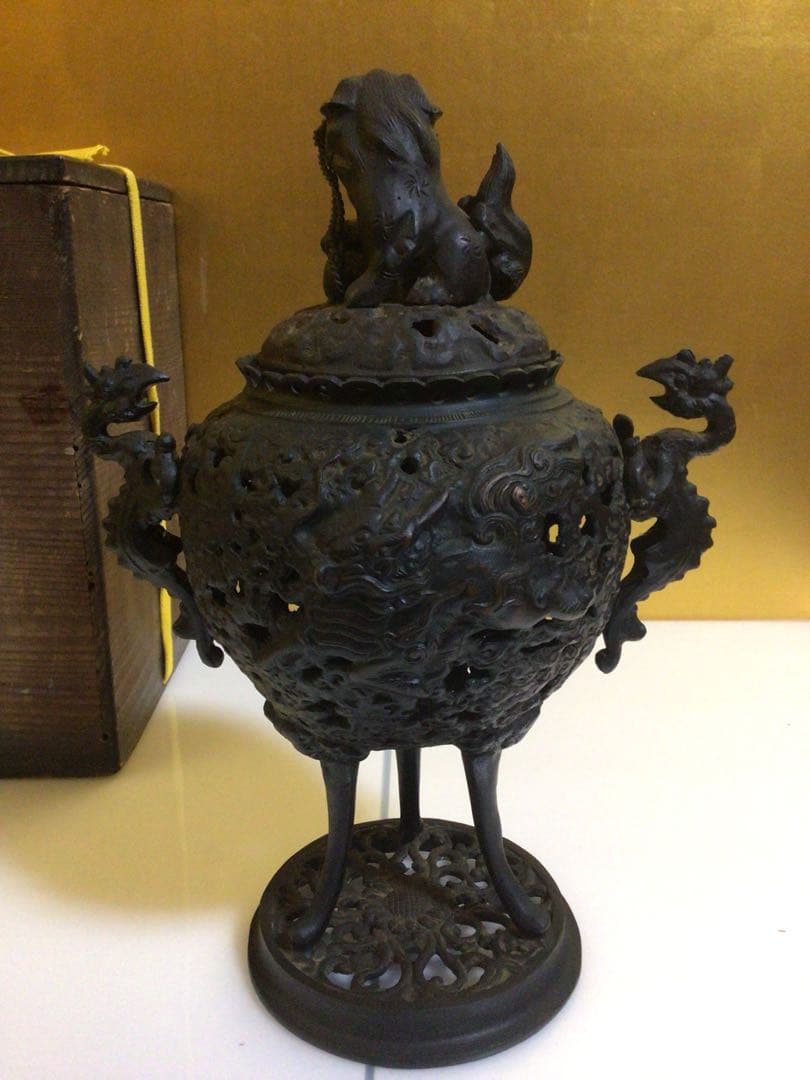 香炉 高さ約26センチ 時代木箱付き