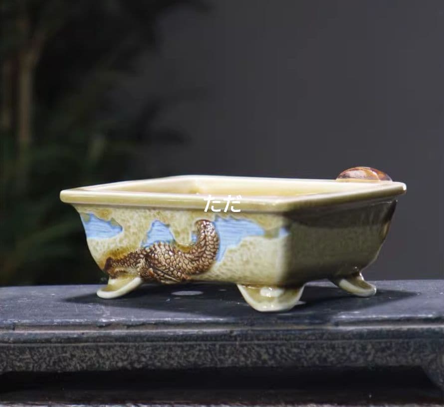 色絵龍盆 青磁鉢 山野草鉢 多肉植物 植木鉢 小品大品盆栽鉢 置物 色を選びます