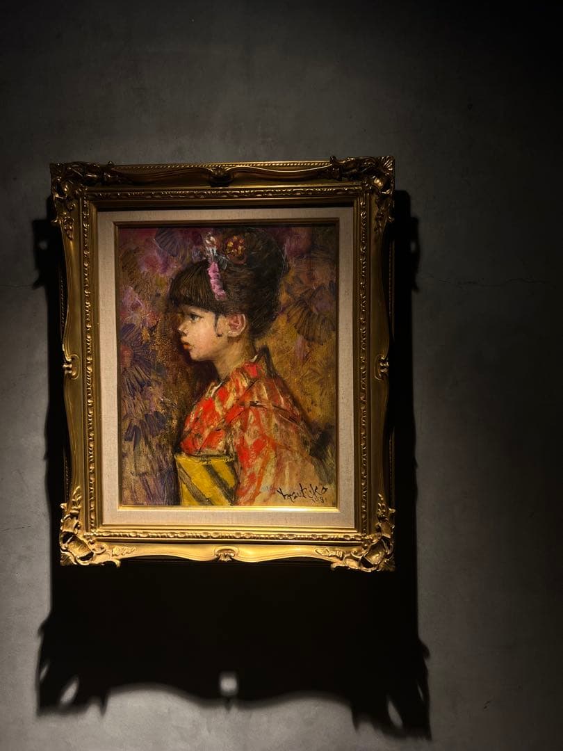 他の人発送×肉筆画　【少女】　直筆サインあり　写実画