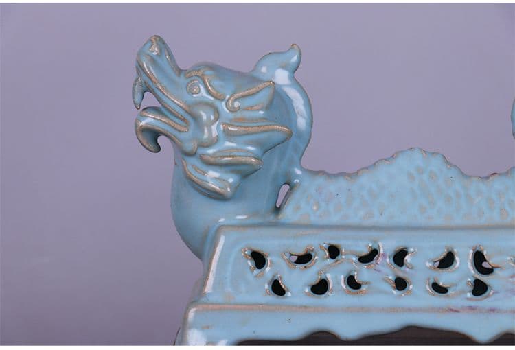 宋汝窯双龍筆架  書道具 文房具 工芸品 美術品 置物