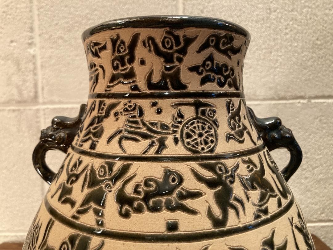 超希少・民藝☆ベトナム ビエンホア陶器／ヴィンテージ／フラワーベース／花瓶