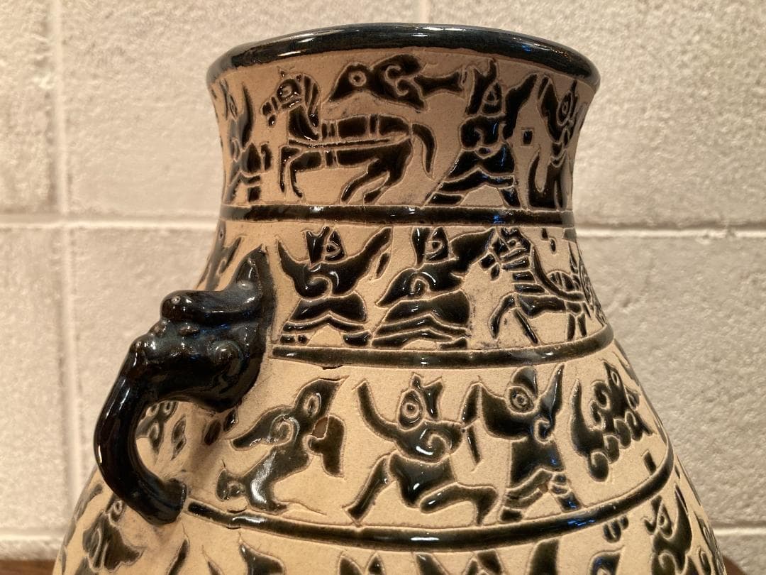 超希少・民藝☆ベトナム ビエンホア陶器／ヴィンテージ／フラワーベース／花瓶