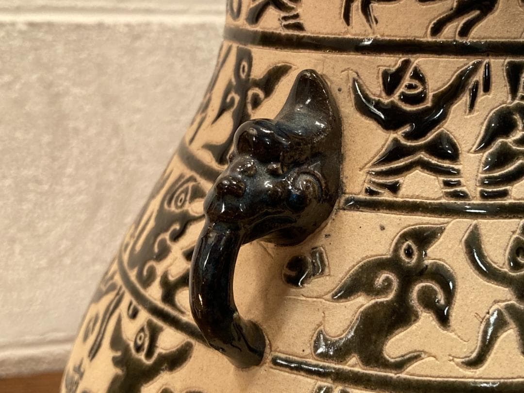 超希少・民藝☆ベトナム ビエンホア陶器／ヴィンテージ／フラワーベース／花瓶