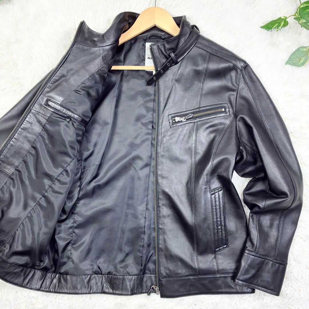 美品　アルファキュービック　ラムレザー　シングルライダース　レザージャケット　M