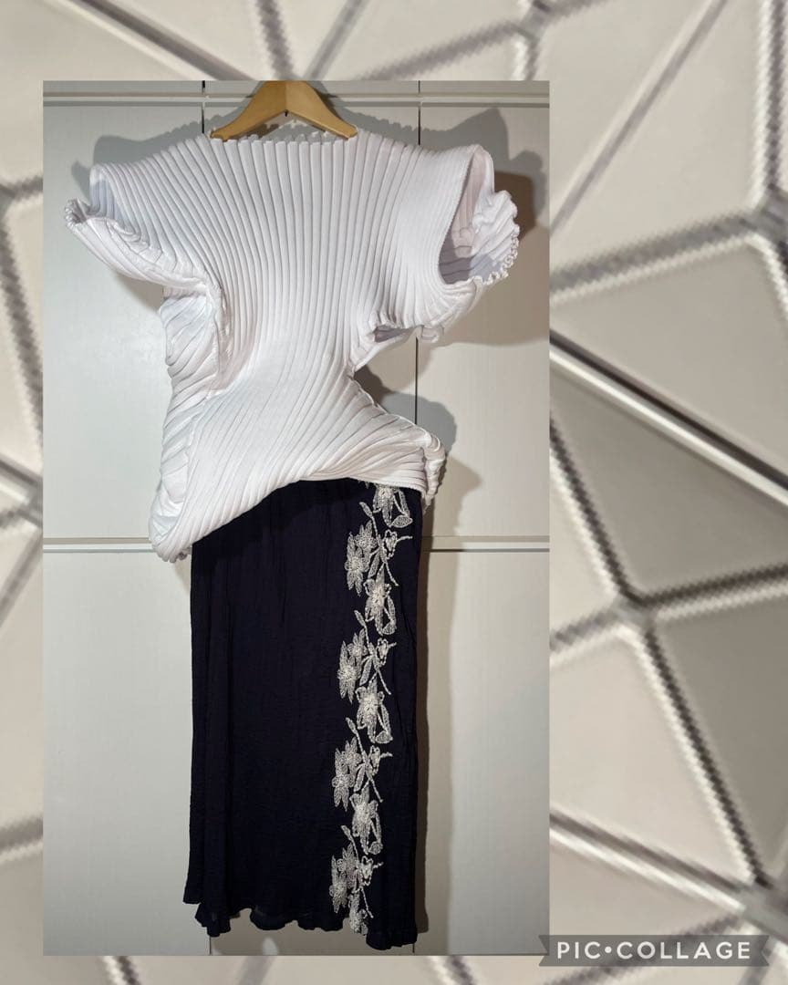 イッセイミヤケ 刺繍スカート 涼 me by issay miyak