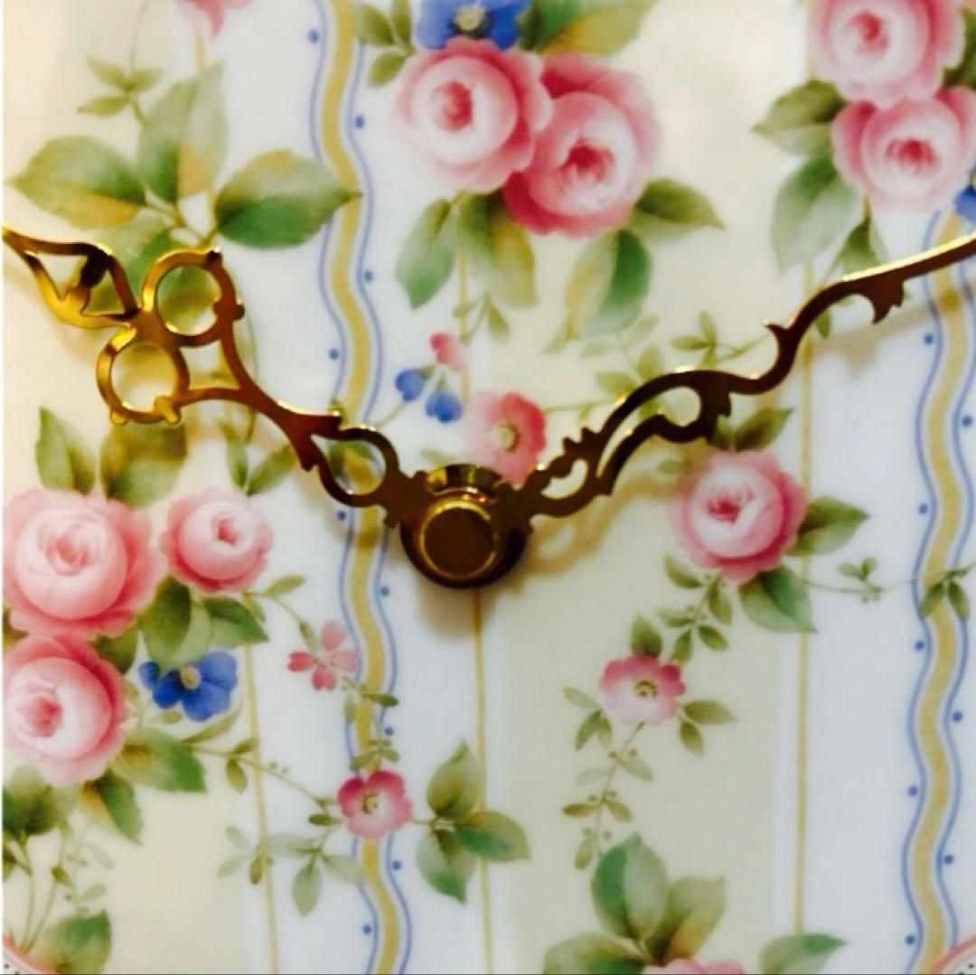 ⭐︎新品⭐︎希少⭐︎Noritakeノリタケボーンチャイナローズパティオ時計薔薇リボン