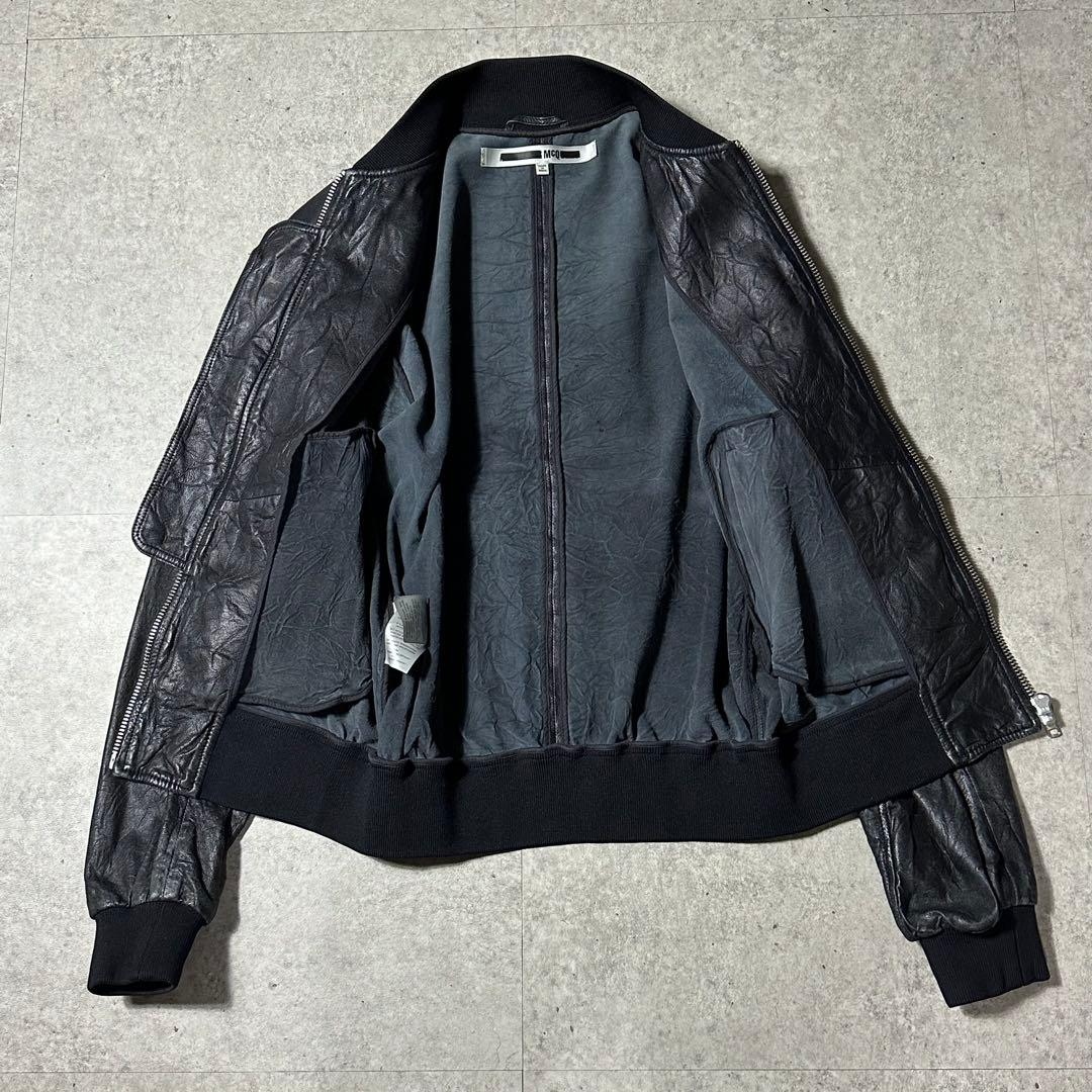 McQ アレキサンダーマックイーン 44 レザー ボンバージャケット 黒