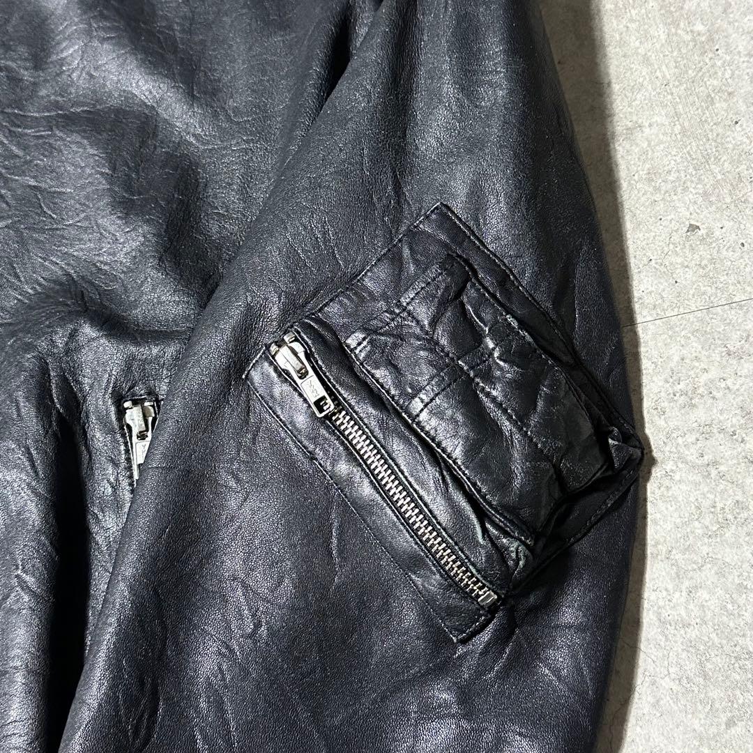 McQ アレキサンダーマックイーン 44 レザー ボンバージャケット 黒