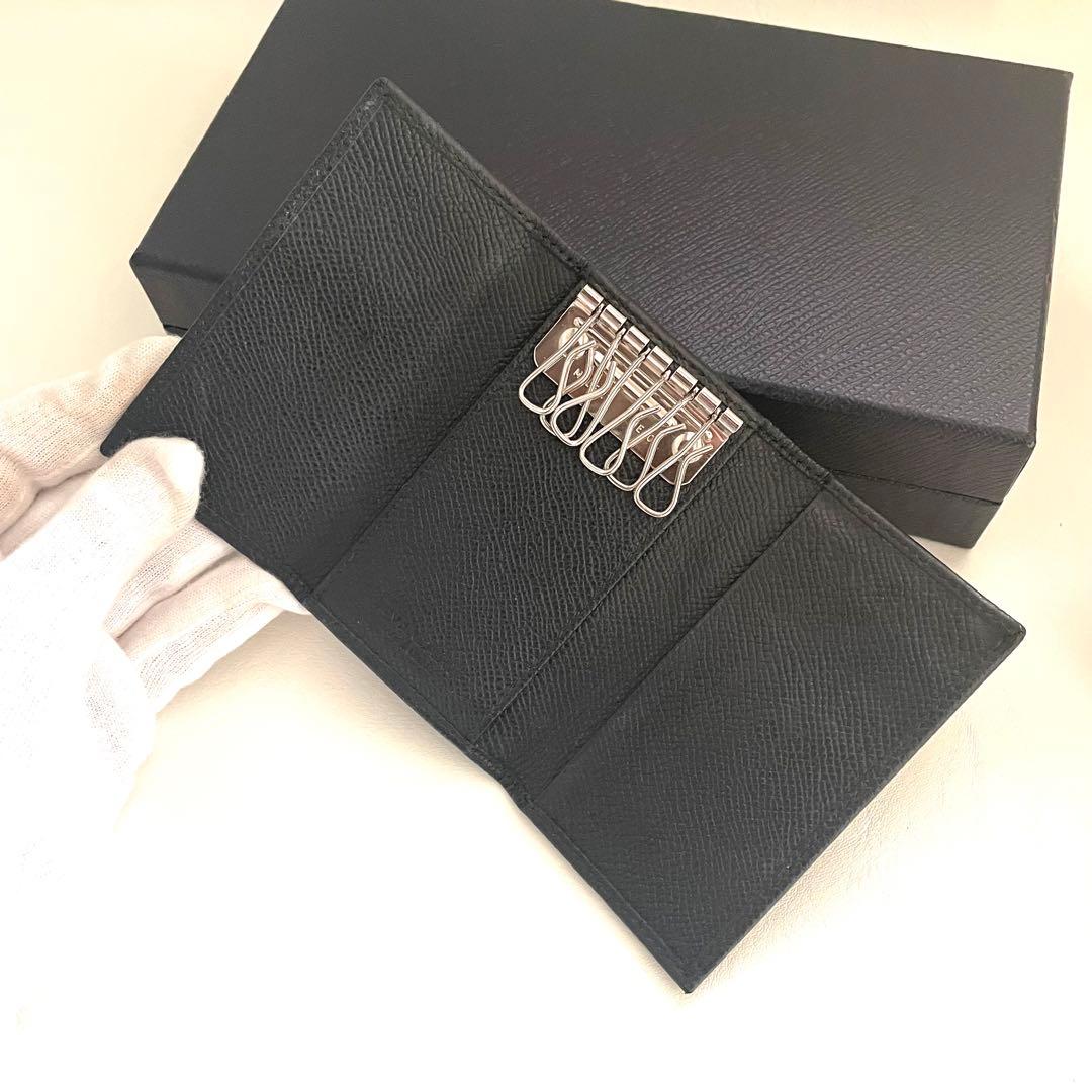 美品　ブルガリ　キーケース　ロゴクリップ　キーホルダー　レザー　黒