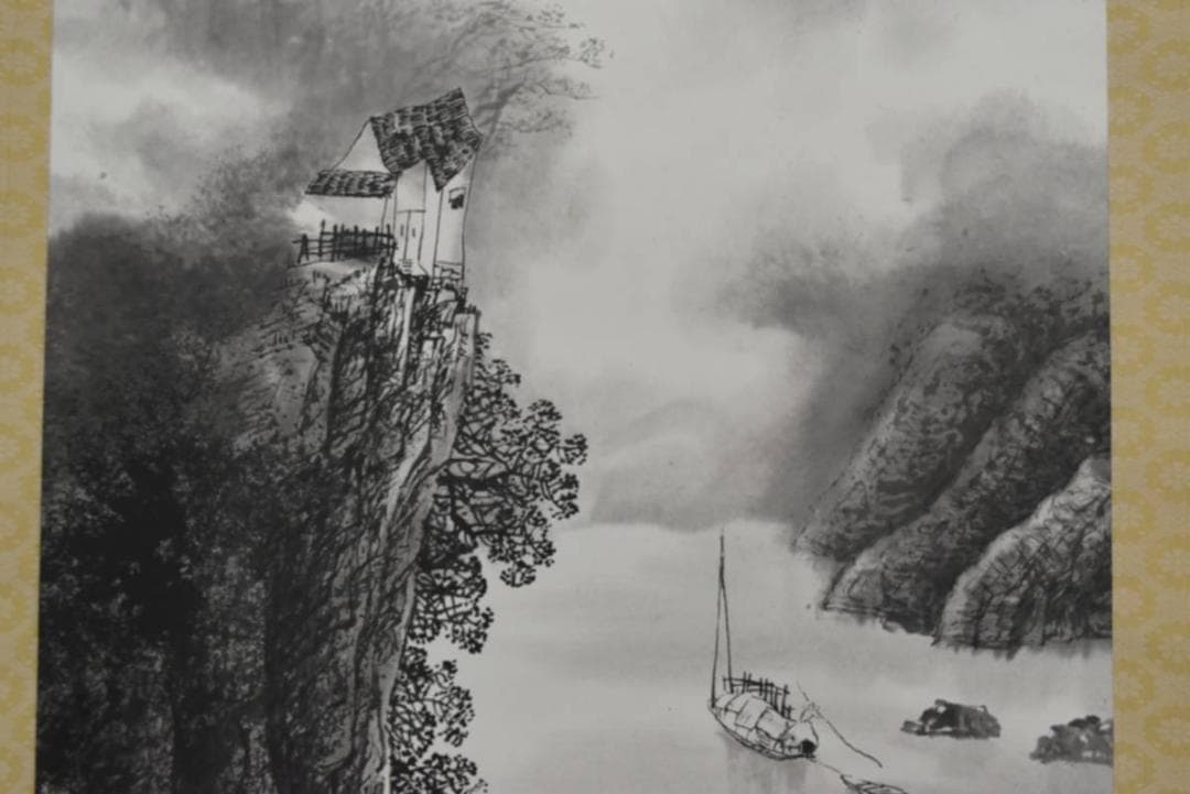 作者不詳/中国山水図/桂林/掛軸/名家伝来/AA-466