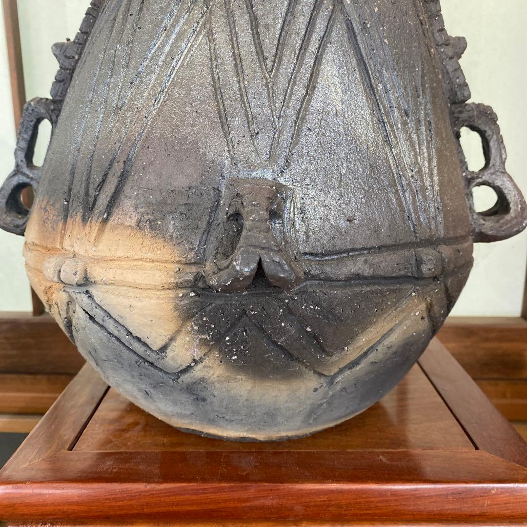 炭化焼成　花瓶　ハンドメイド