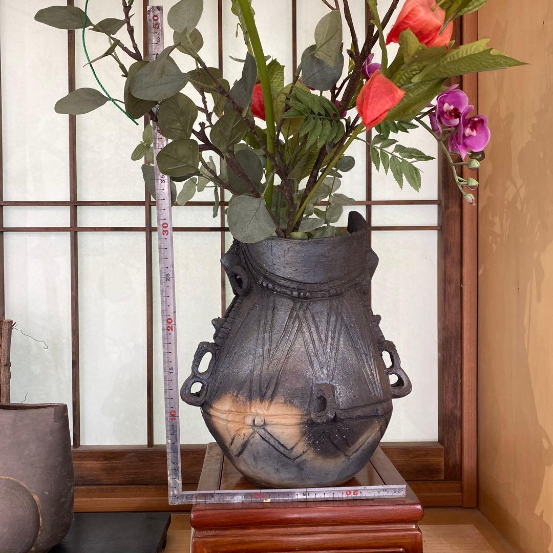 炭化焼成　花瓶　ハンドメイド
