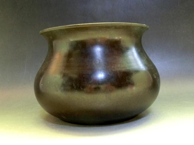 建水■銅製 エフゴ形建水 古箱入 時代箱 お茶道具 煎茶道具 茶こぼし 骨董品■