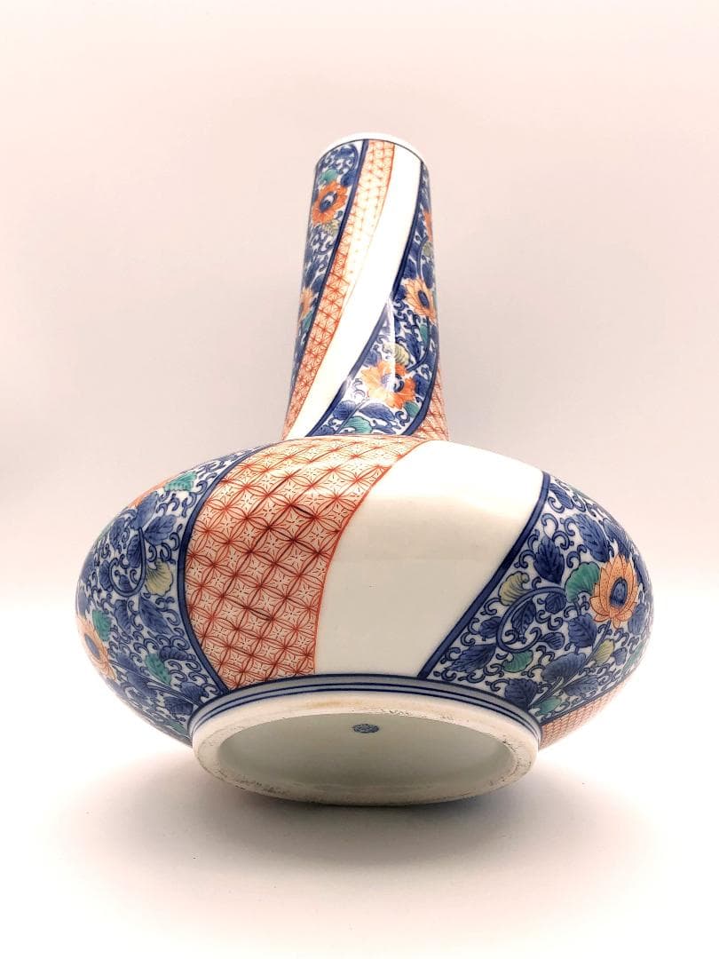 【 鍋島御庭焼 花生 】 捻り地紋 真正品　ご参考＠170万