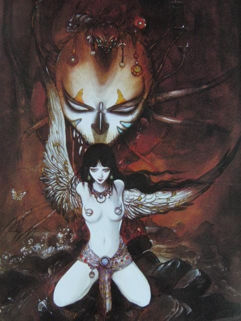 天野喜孝、【カーリー（黒い女）】、希少な大判額装用画集より、新品額装付