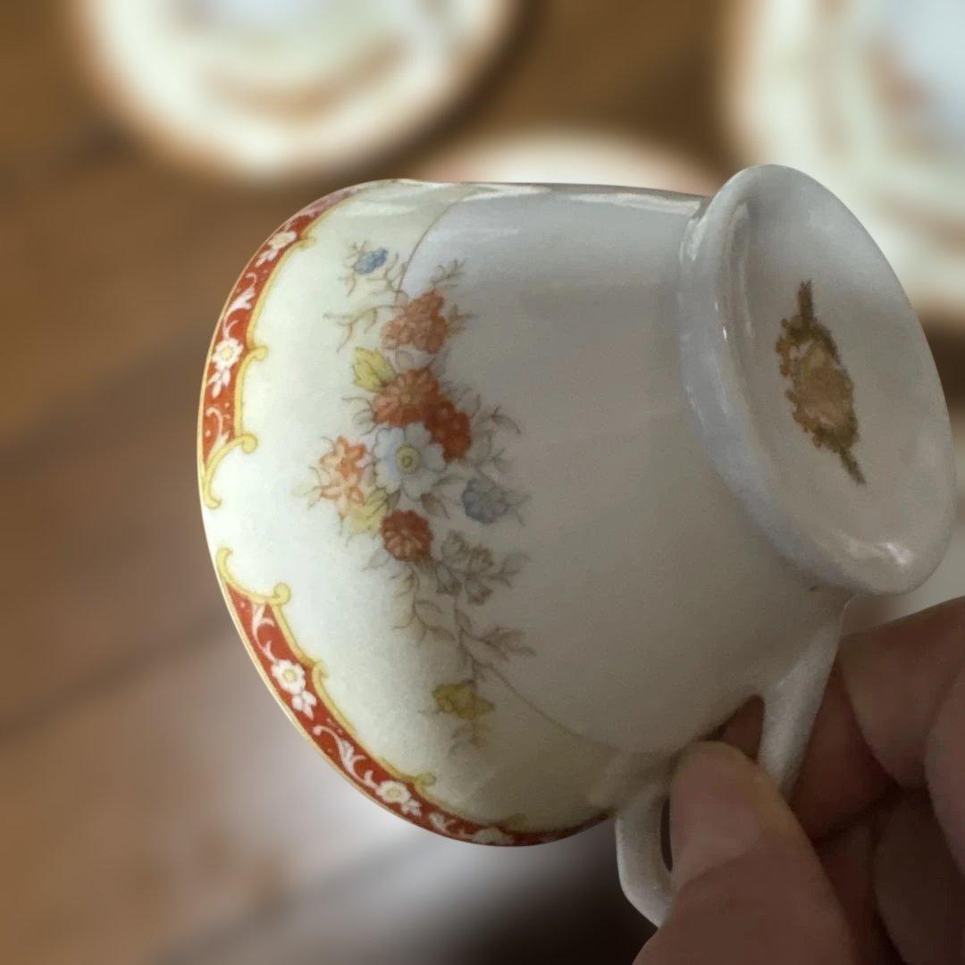 アンティークカップ＆ソーサー五客セットシェイプカップオールドノリタケライバル会社