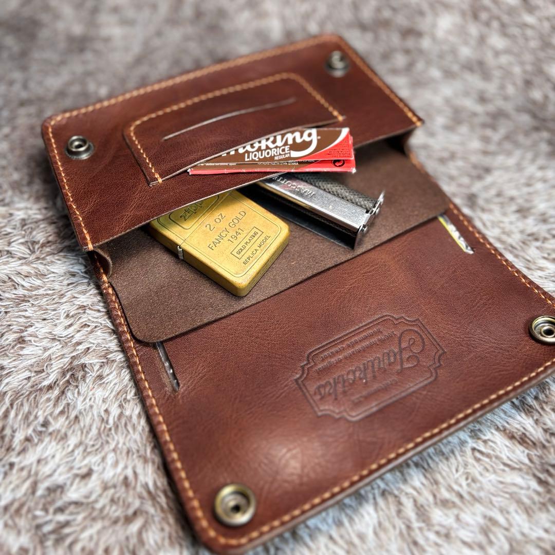 ◎至福の一服を楽しむための二つ折りオイルヌメ革シャグポーチ◎