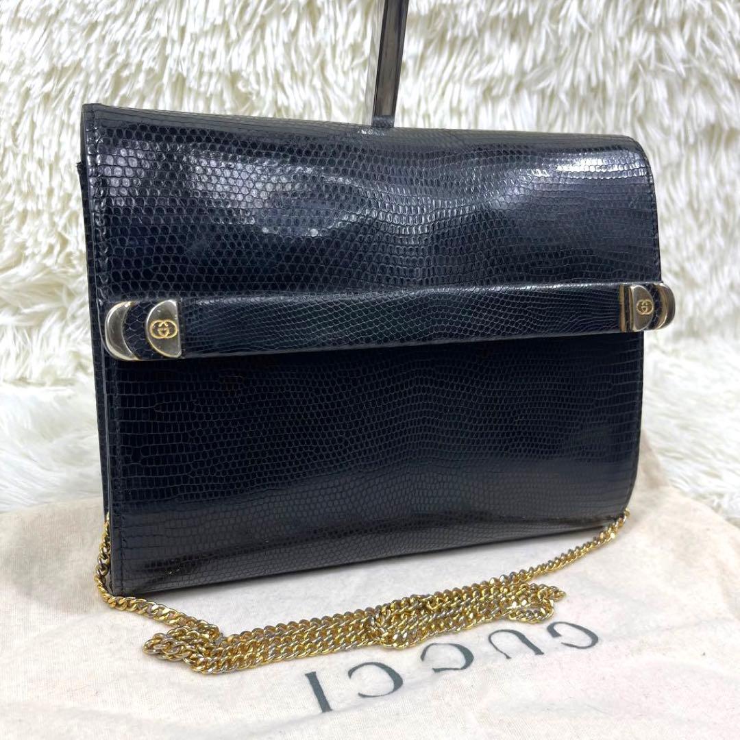 希少品‼️GUCCI ショルダーバッグ　ゴールドチェーン　ヴィンテージ　GG金具