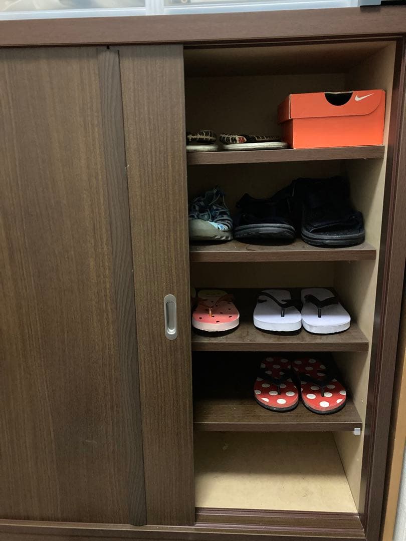 靴箱 玄関収納　ダークブラウン スライド式