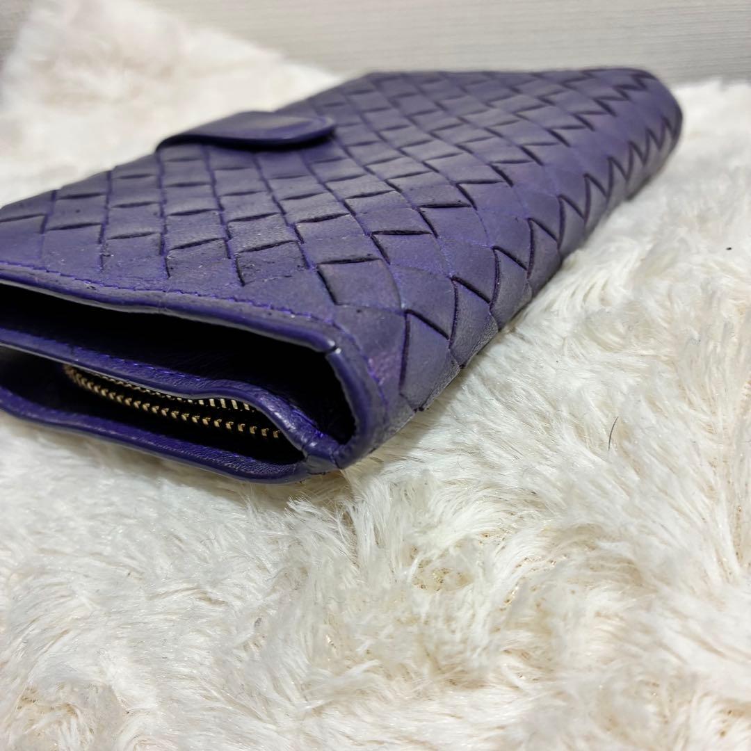 BOTTEGA VENETA 二つ折り財布 紫色 編み込み