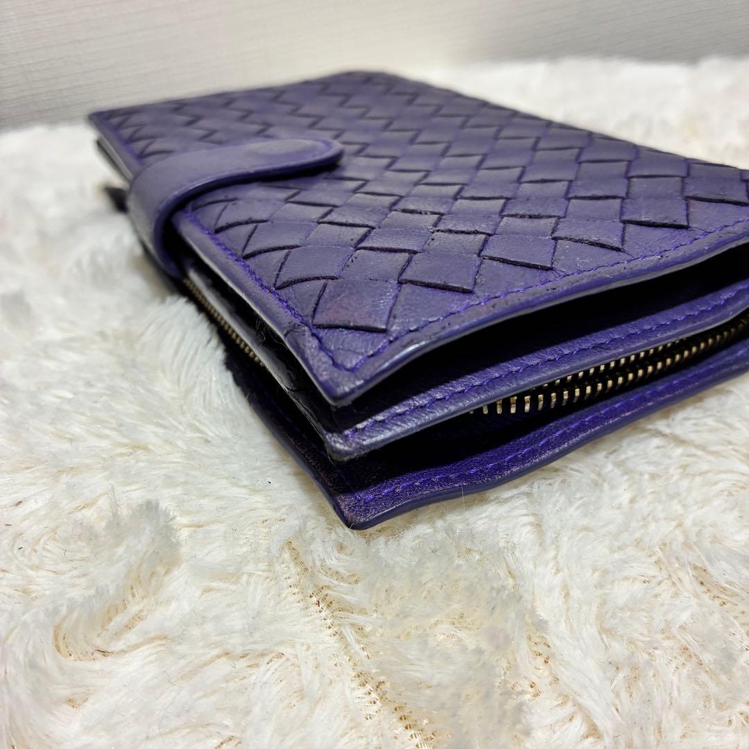 BOTTEGA VENETA 二つ折り財布 紫色 編み込み