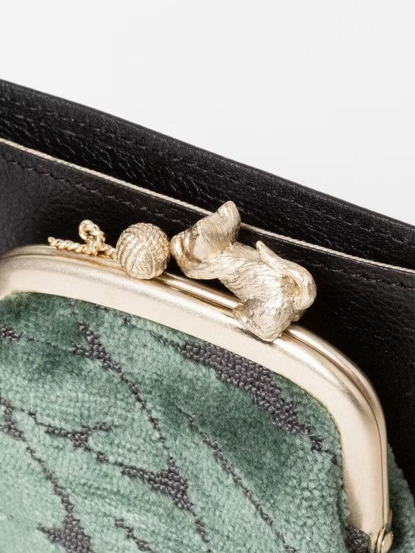 sakurayama 二つ折り　財布　黒　猫　がま口　即購入OK