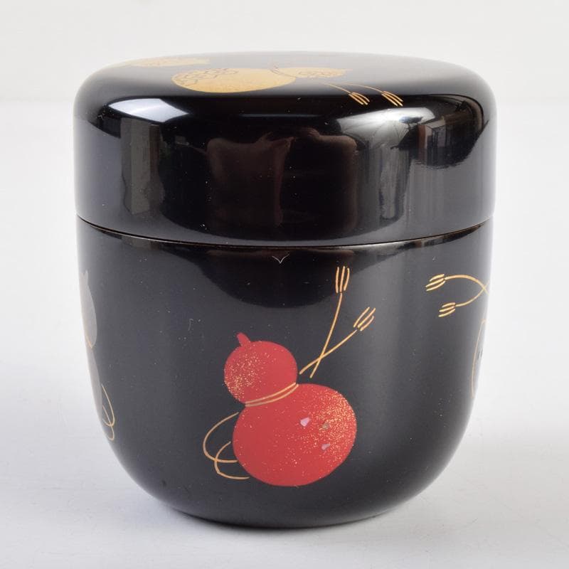 茶道具　越前蒔絵師　宮田宗景作　六瓢蒔絵　中棗　共箱　M　R9342