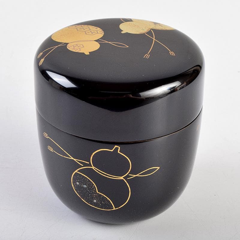 茶道具　越前蒔絵師　宮田宗景作　六瓢蒔絵　中棗　共箱　M　R9342