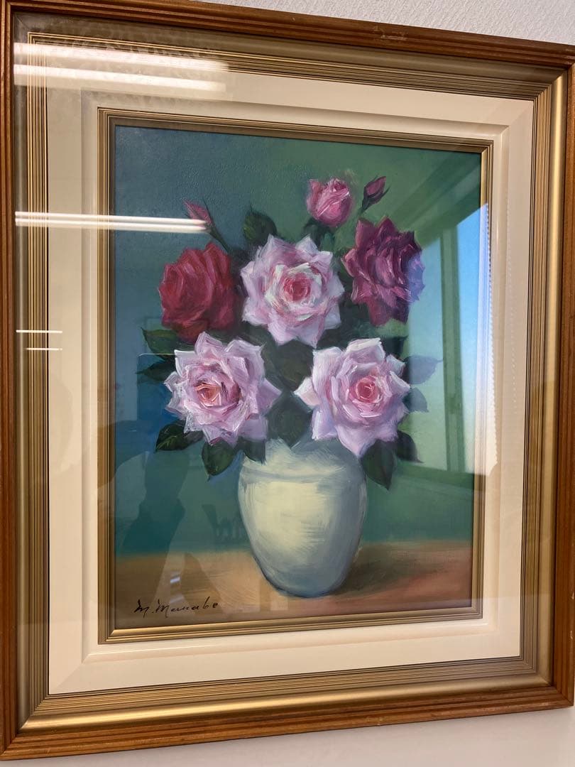 バラの油彩画　眞鍋正秀