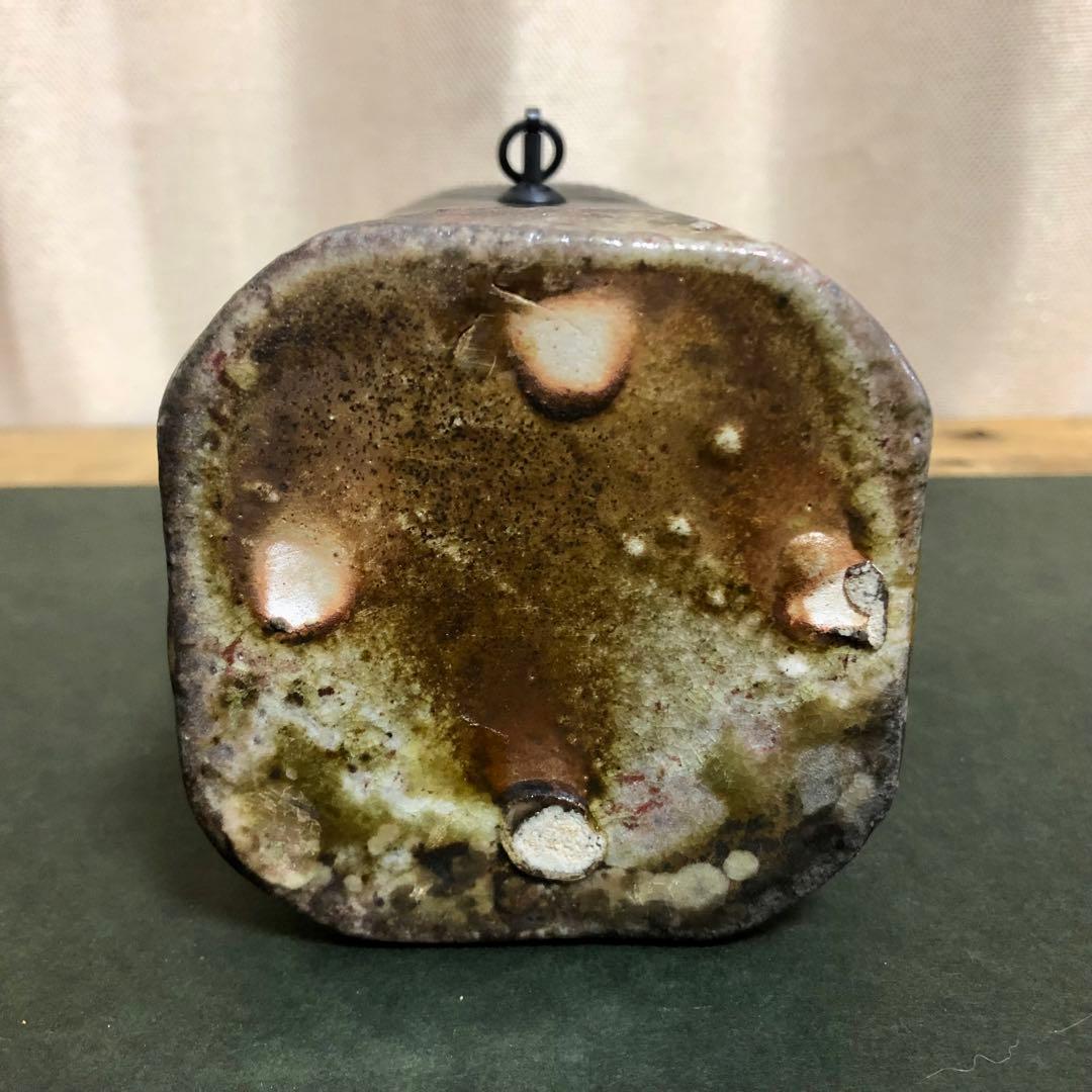 佐久知炎仙 秘色南蛮花器 茶道具 共箱 掛花入