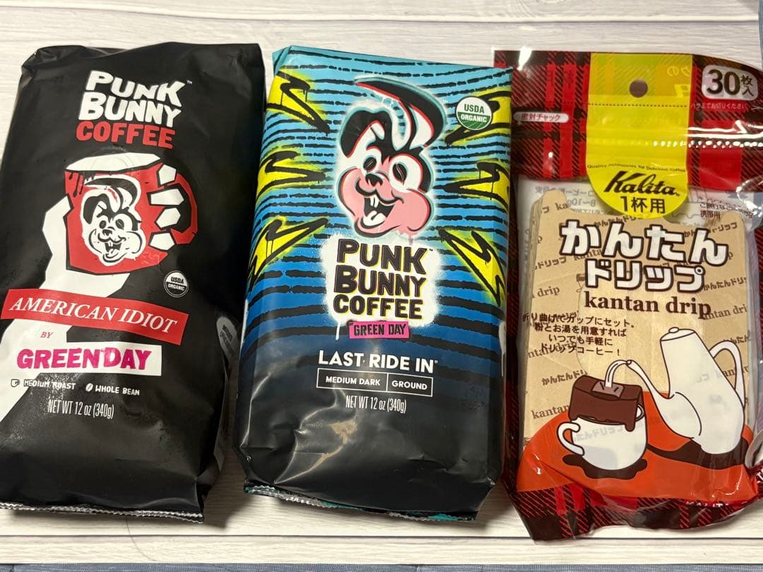 GREEN DAY パンクバニーコーヒー 2種、ドリップフィルターセット