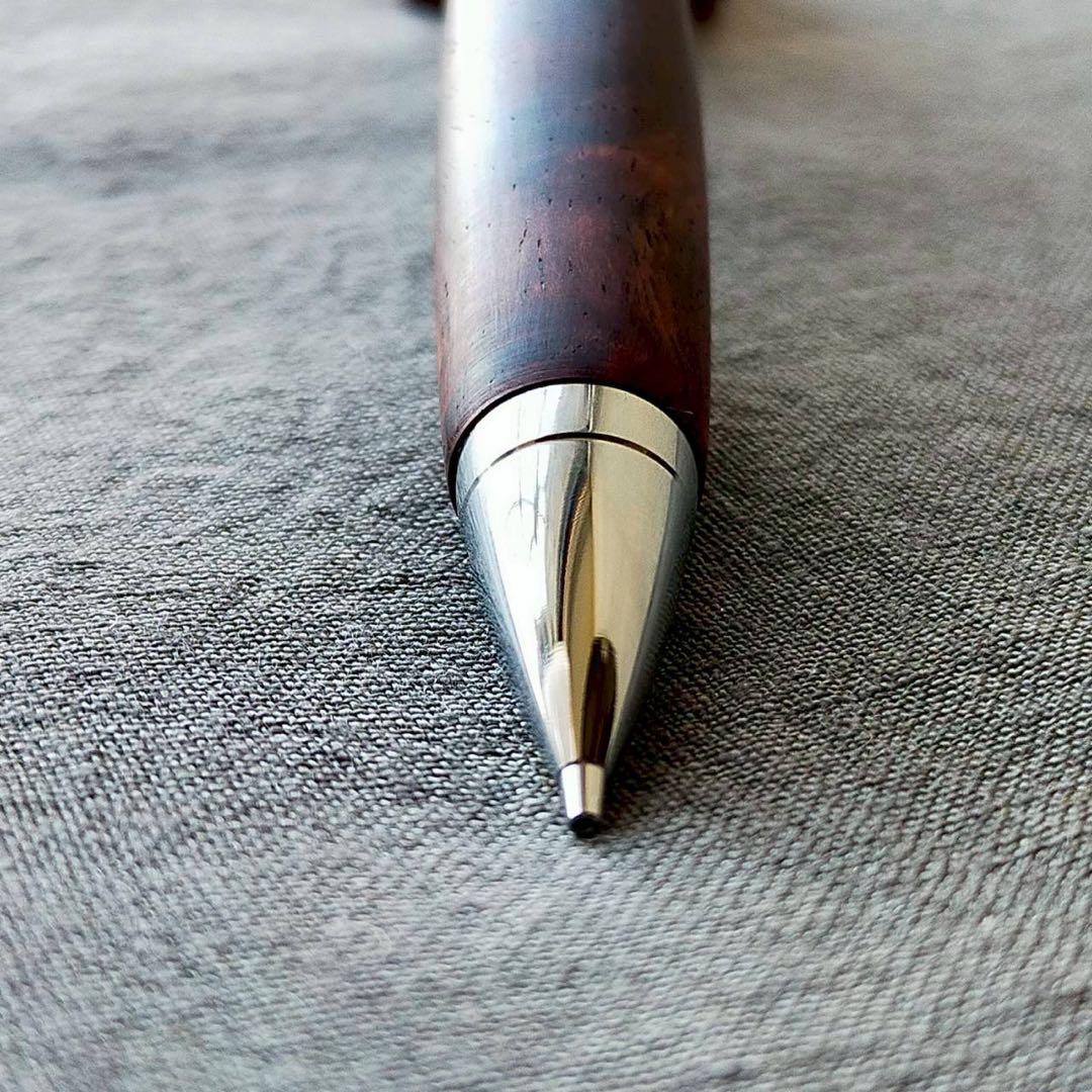 ローズウッド瘤　ハンドメイド　木軸シャープペン　0.5mm　天然木　シルバー