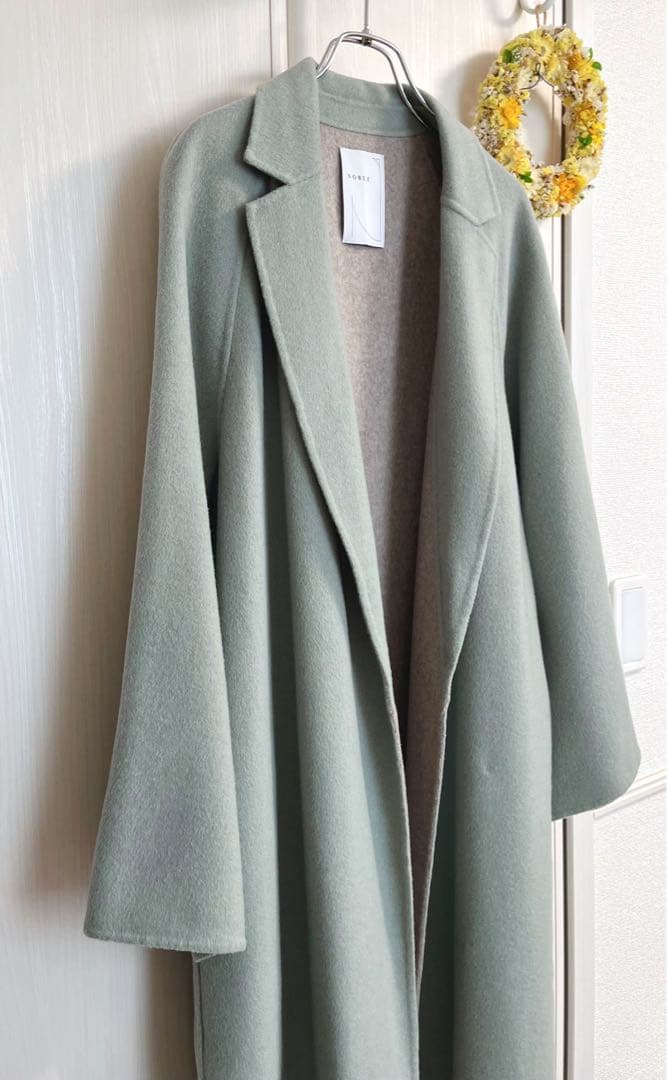 NOBLE 定価7万円 配色Iラインロングチェスターコート