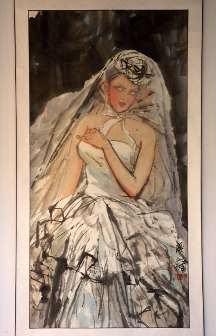 水墨画 「新娘」 人物 オリジナル