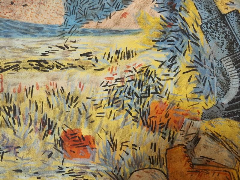 【値下げ】風景画　山下清　高射砲　油絵　F6絵画　額付き　手描き　肉筆