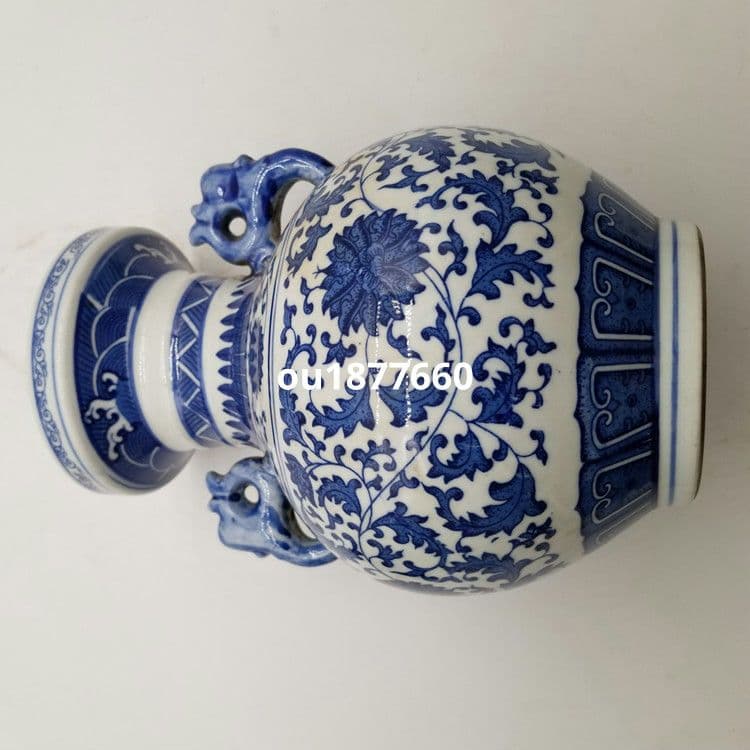 鯖纏枝花両耳賞瓶 花瓶 景徳鎮 陶磁器 装飾品 現代工芸品 美術品 置物