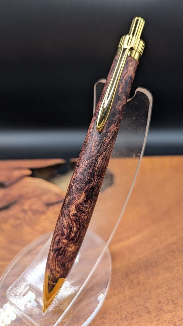589極上　ホンジュラスローズウッド　瘤杢 木軸シャーペン　ボールペン