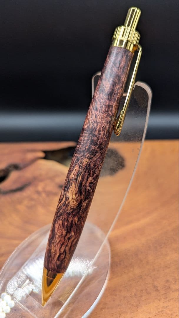589極上　ホンジュラスローズウッド　瘤杢 木軸シャーペン　ボールペン