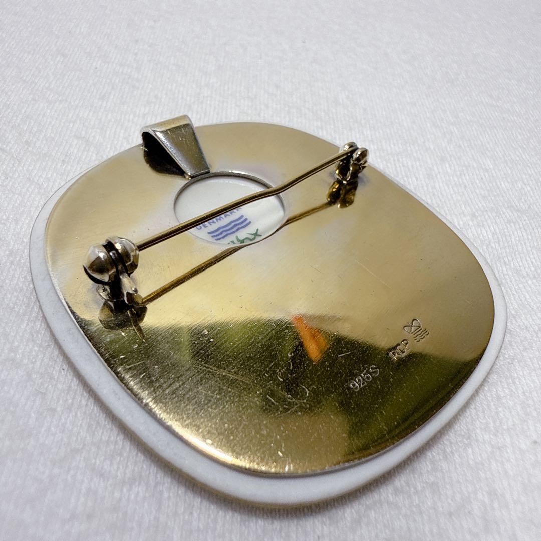 ロイヤルコペンハーゲン デンマーク ゴールド SILVER925 陶器 ブローチ