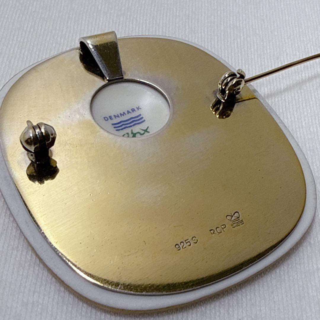 ロイヤルコペンハーゲン デンマーク ゴールド SILVER925 陶器 ブローチ