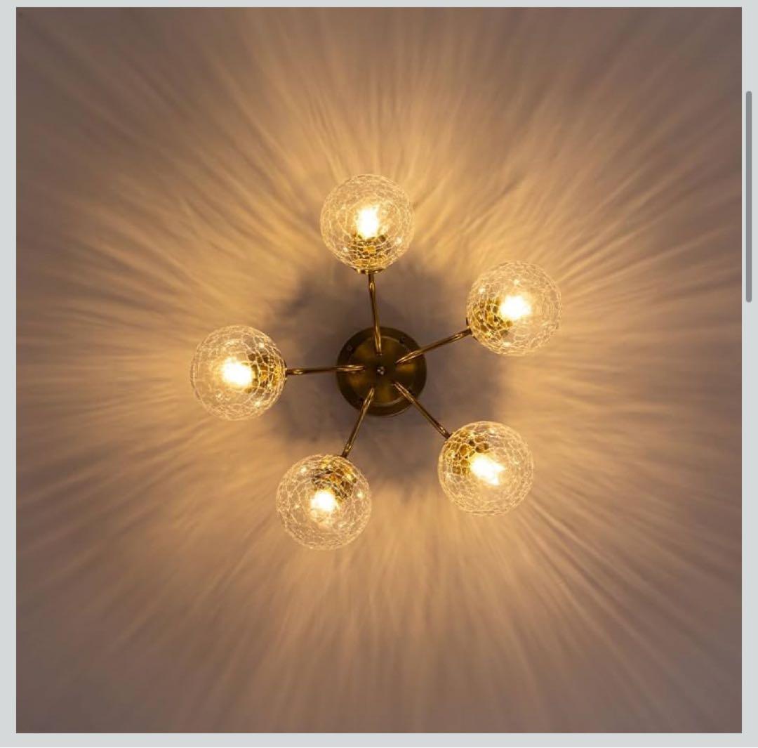 Chende シーリングライト 5灯 ガラス ひび割れ クラック 北欧 おしゃれ