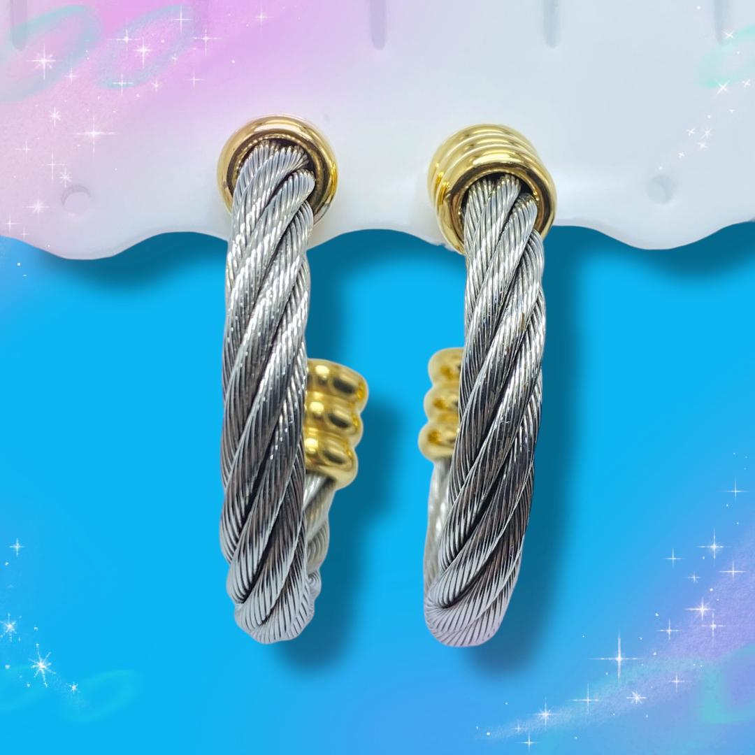 《美品》 フィリップシャリオール ワイヤーピアス シルバー×ゴールド