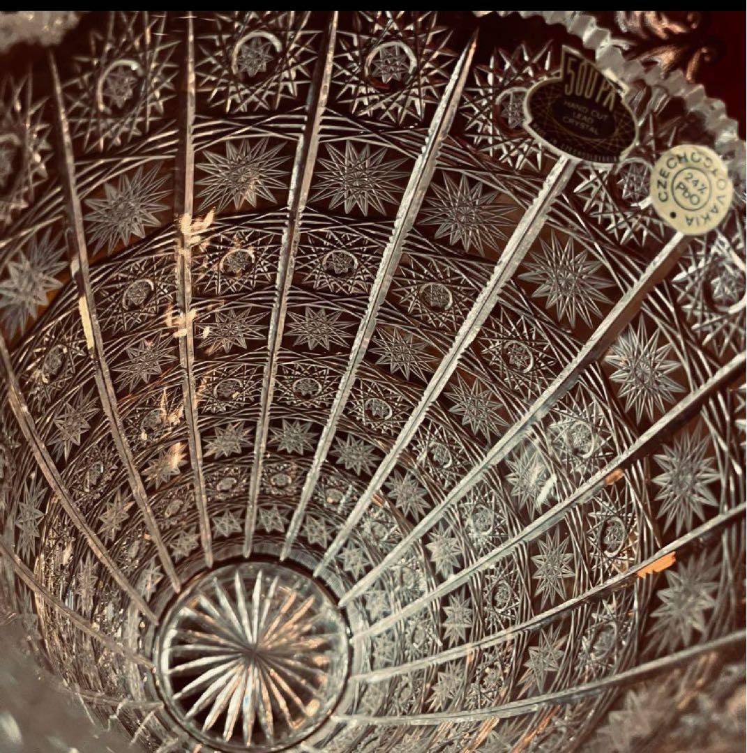 湯布院アンティーク 超高級ボヘミア フラワーベース500pkクリスタル 特大花瓶